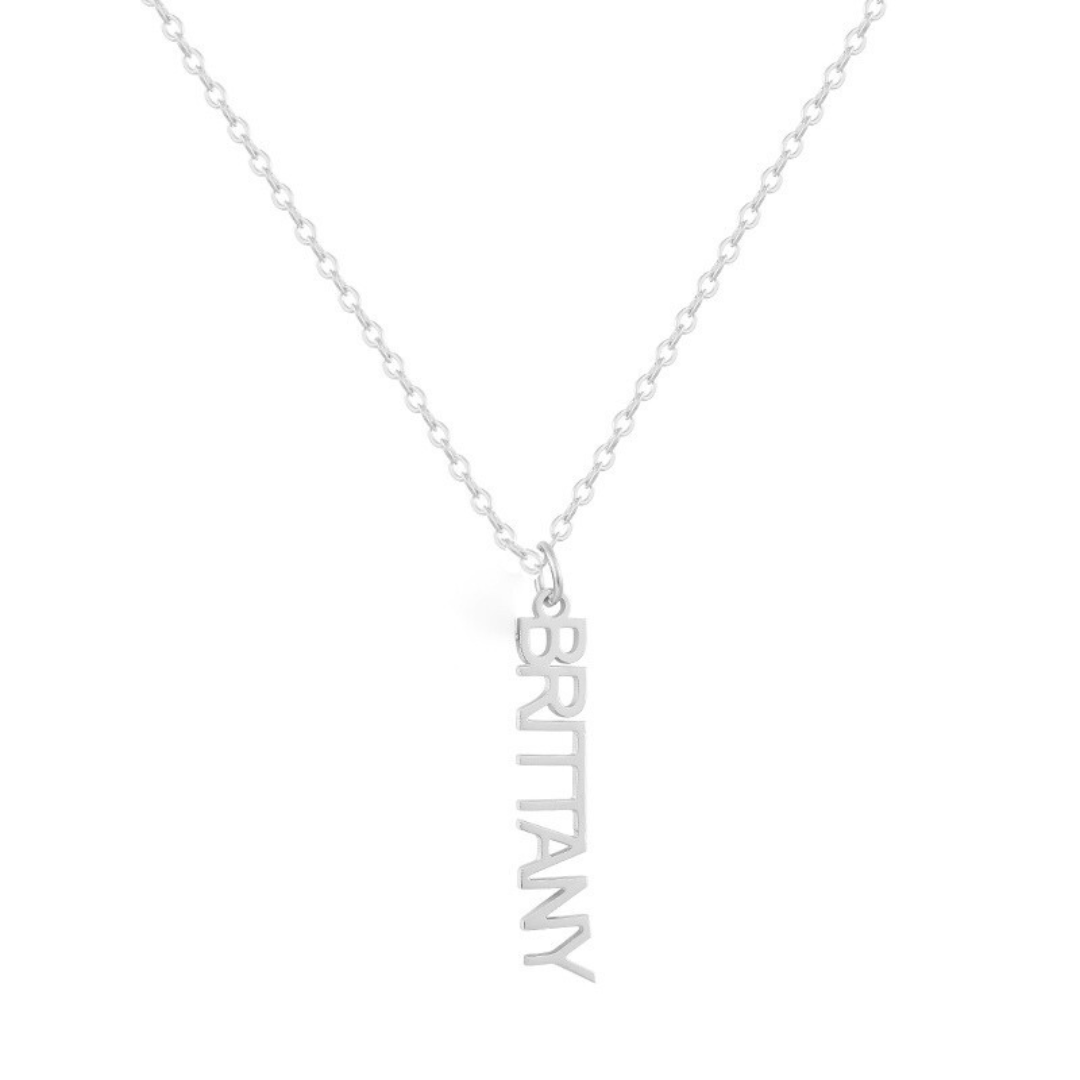 Custom/Personalized Mini Vertical Charm Nameplate Necklace - EVRYJEWELS
